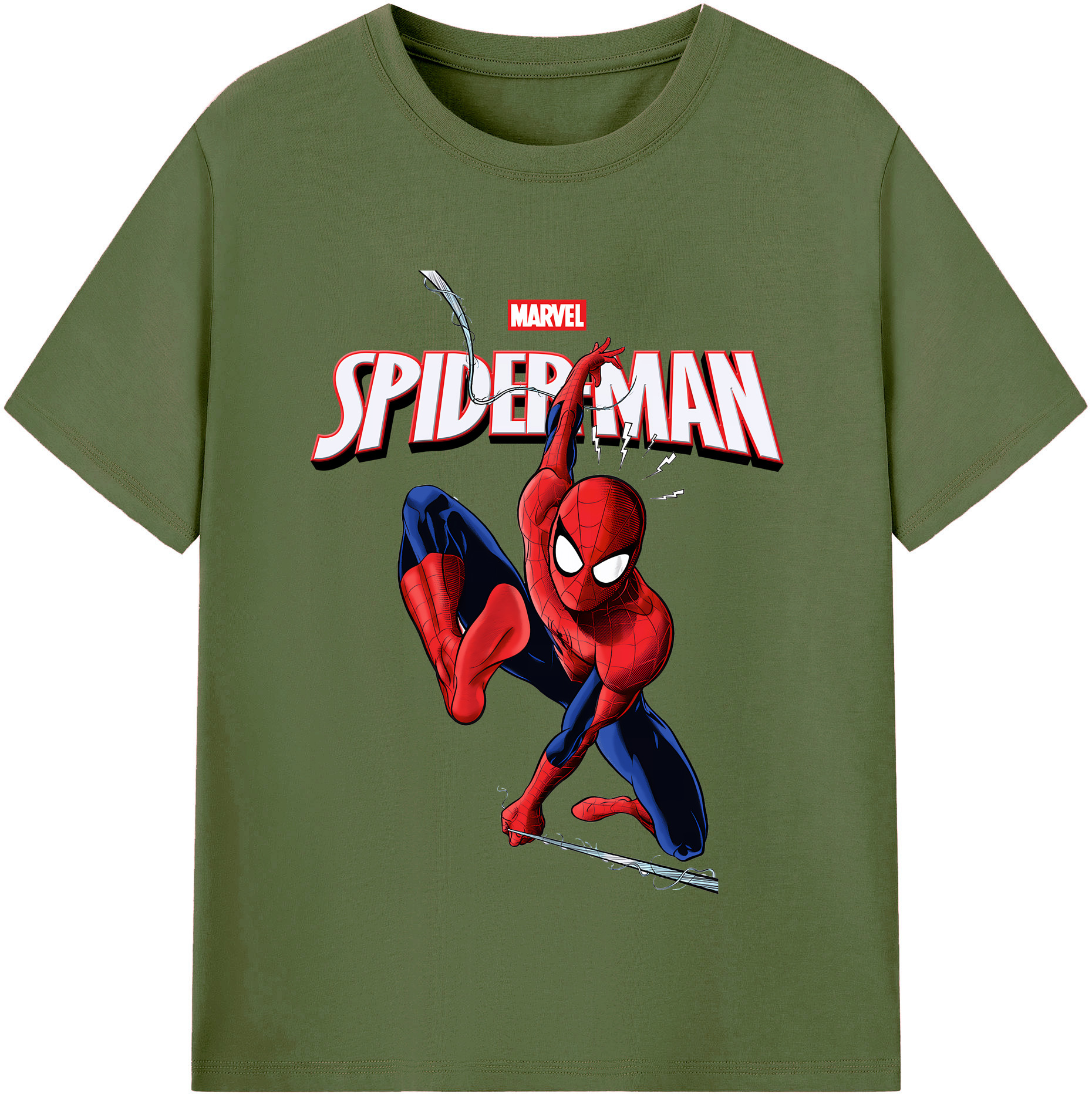 （画像用） Spider Man スパイダーマン 綿100％半袖Tシャツ（フロントプリント）